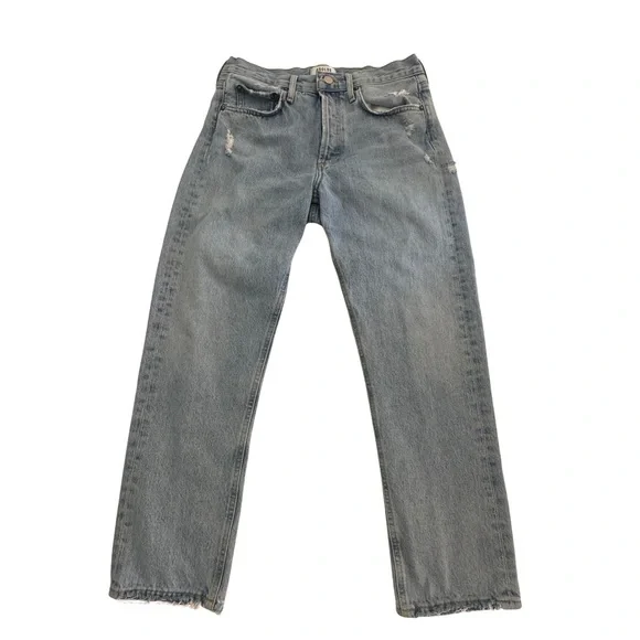 AGOLDE Parker Jean High Rise Straight Crop Button Fly Raw Hem Women’s 25 - Picture 4 of 10